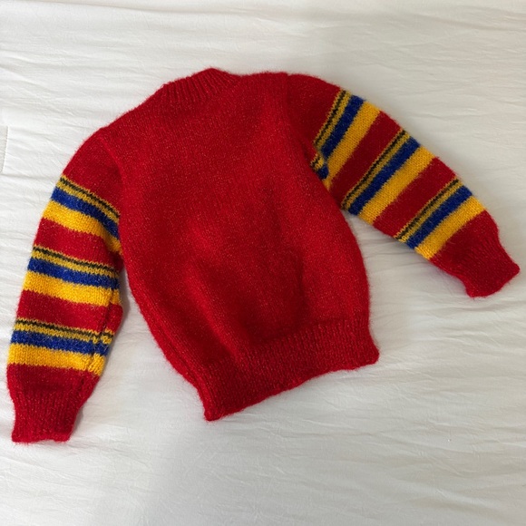 Baby/Toddler 18-24M handmade Caterpillar Red Striped Crew Neck Knit Sweater - Picture 2 of 4